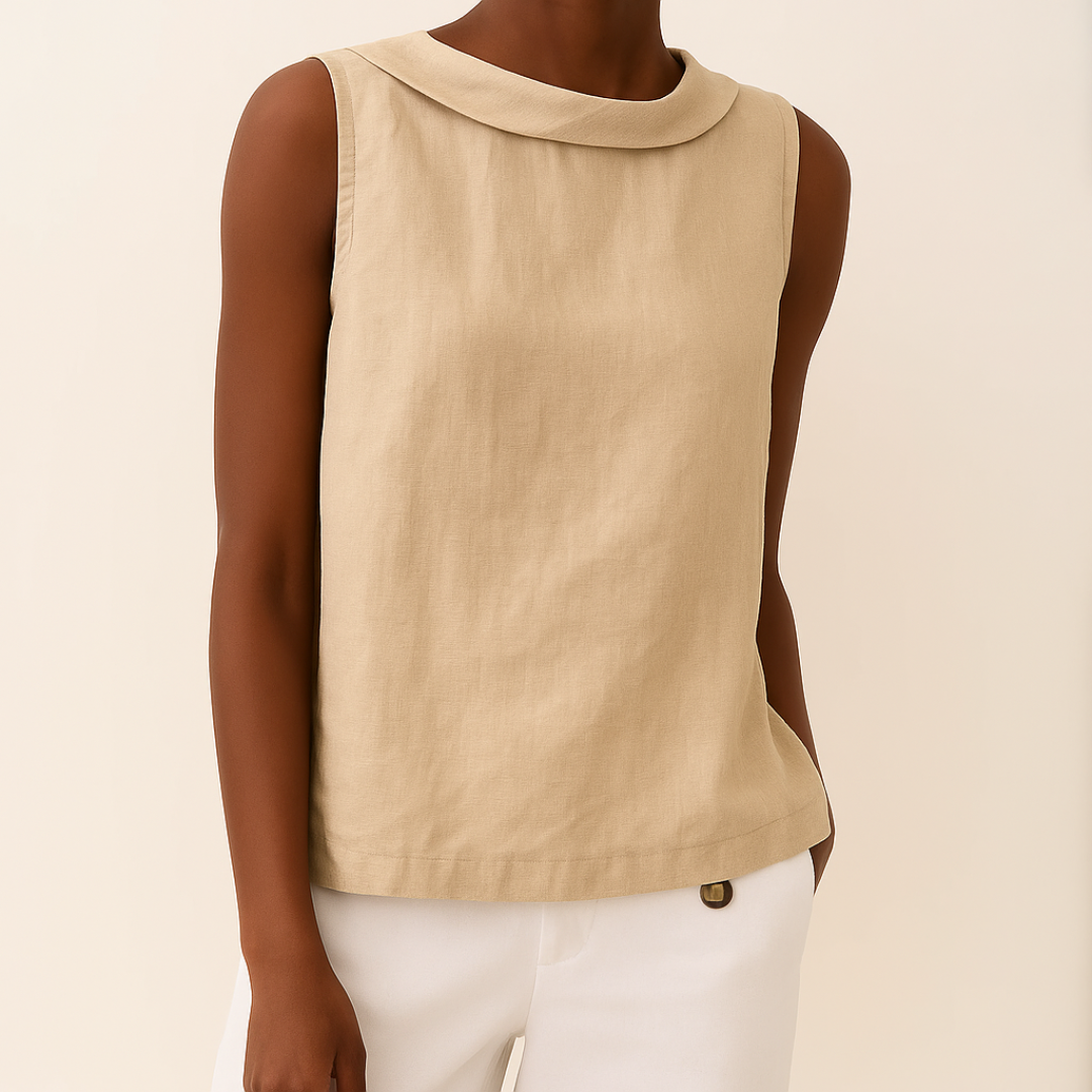 Maria™ | Sleeveless Top with Roll Collar