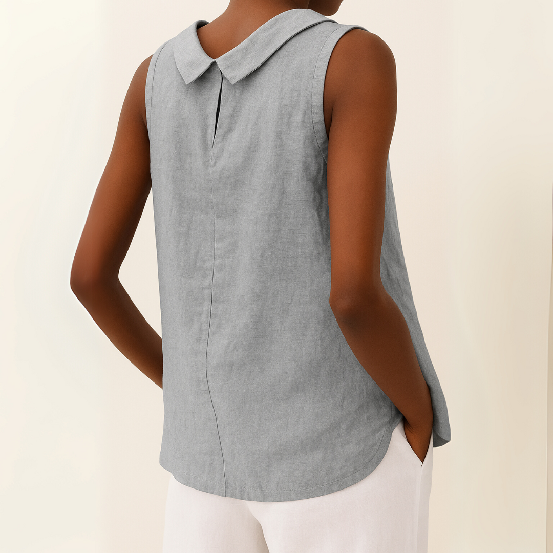 Maria™ | Sleeveless Top with Roll Collar
