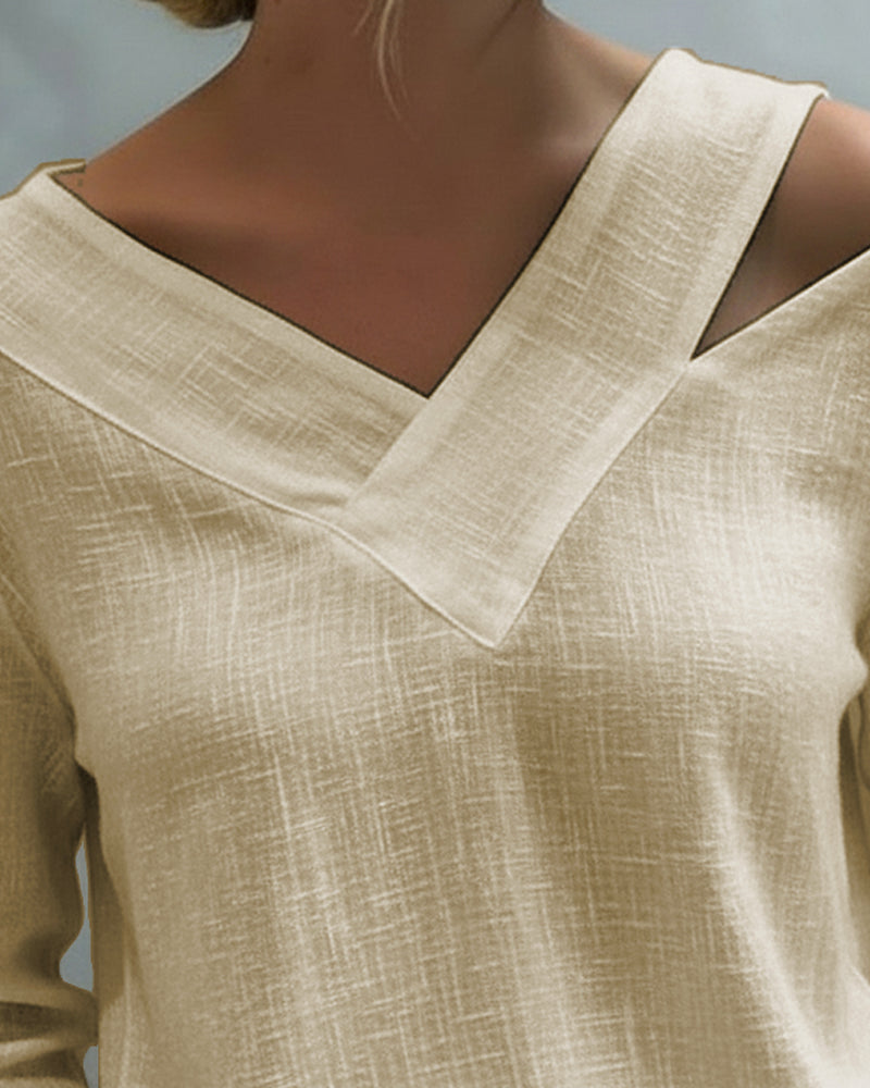 Aria | Women's Long Sleeve Top with Asymmetric V-Neck