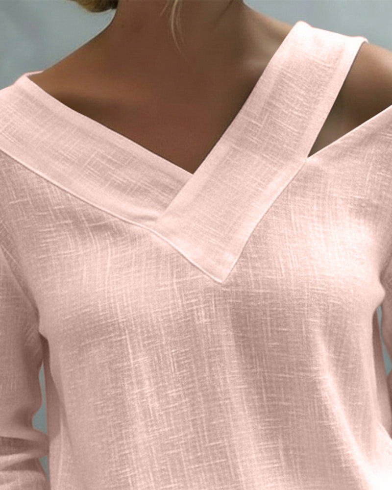 Aria | Women's Long Sleeve Top with Asymmetric V-Neck