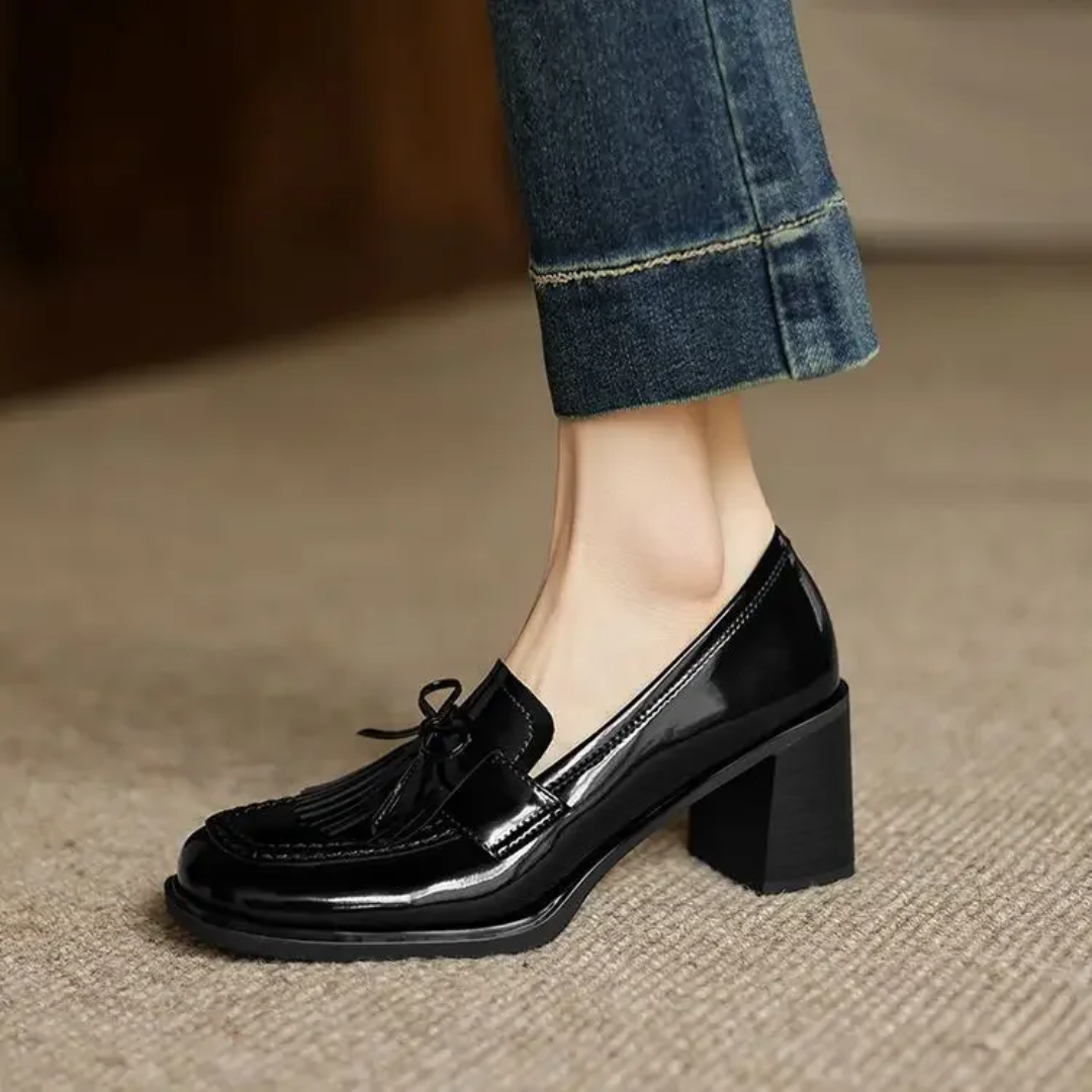 Vivienne | Women's Block Heel Tassel Loafers with Round Toe
