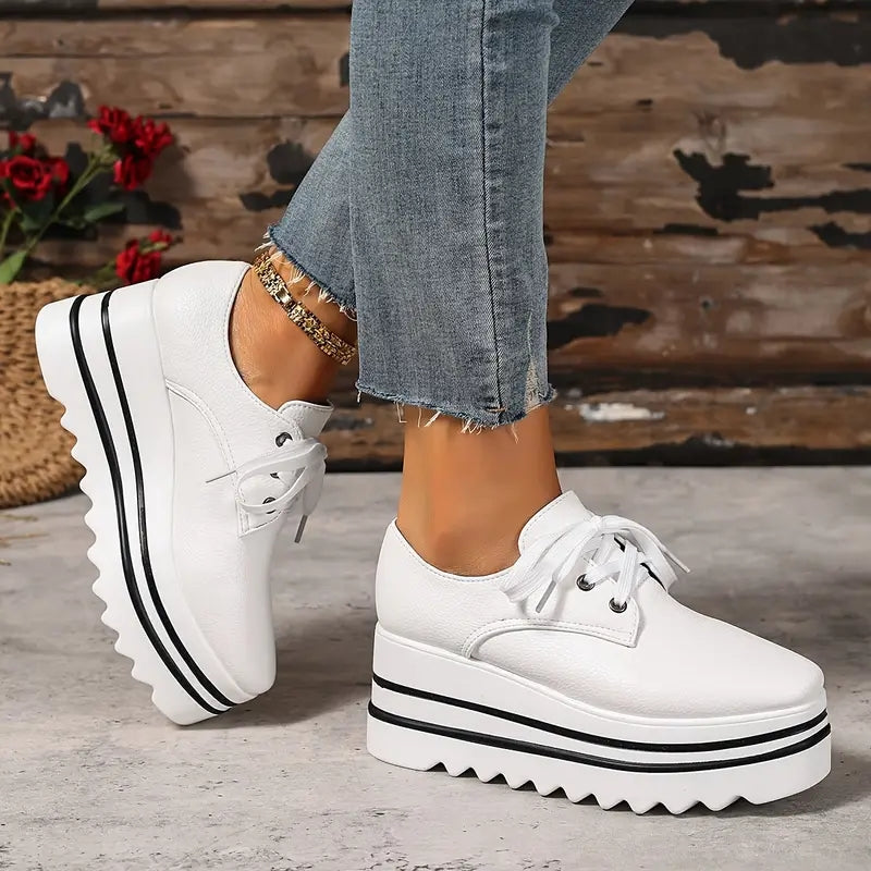 Petra | Women's Lace-Up Wedge Sneakers with Platform Oxford Design
