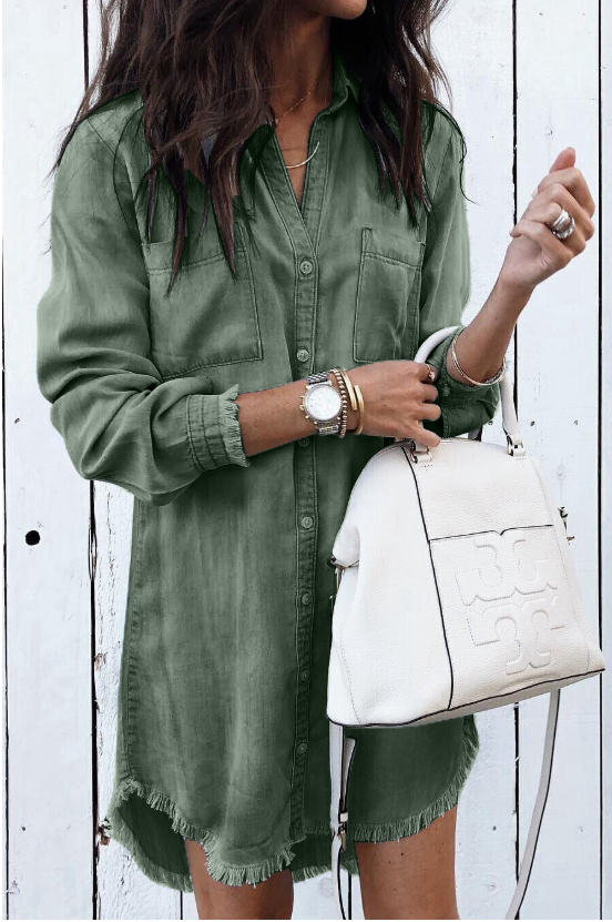 Brooke | Women's Long Sleeve Washed Casual Shirt Dress