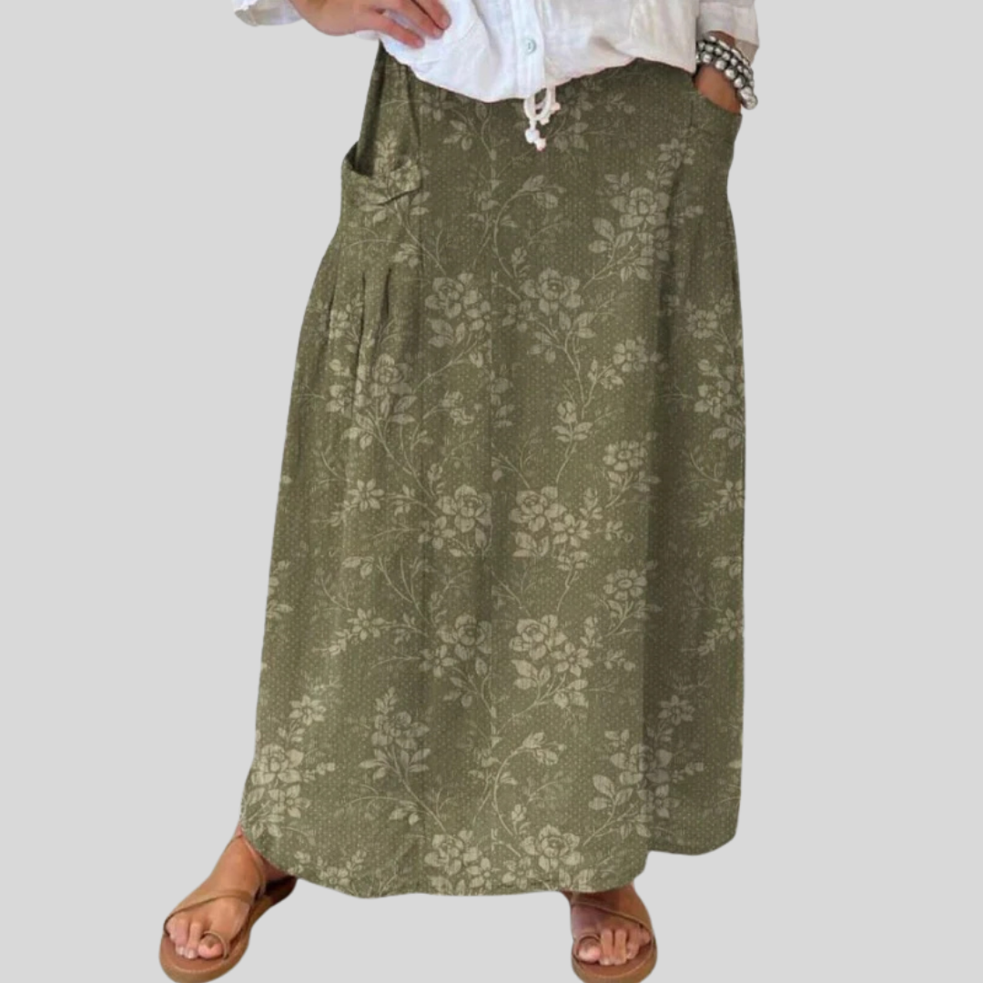Princess™ | Retro Floral Pocket Skirt with Elastic Waistband
