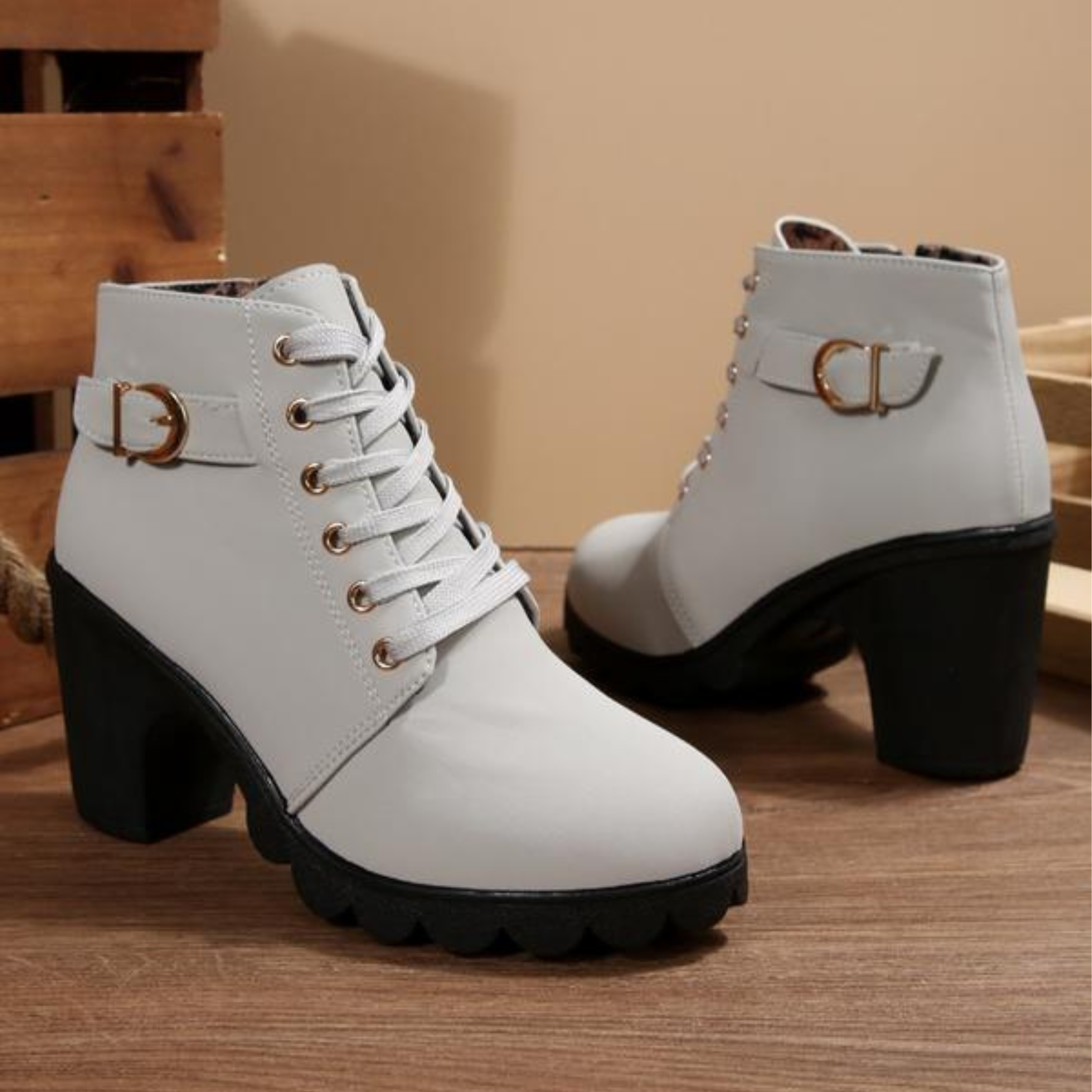 Demi™ | Stylish Lace-Up Chunky Ankle Boots