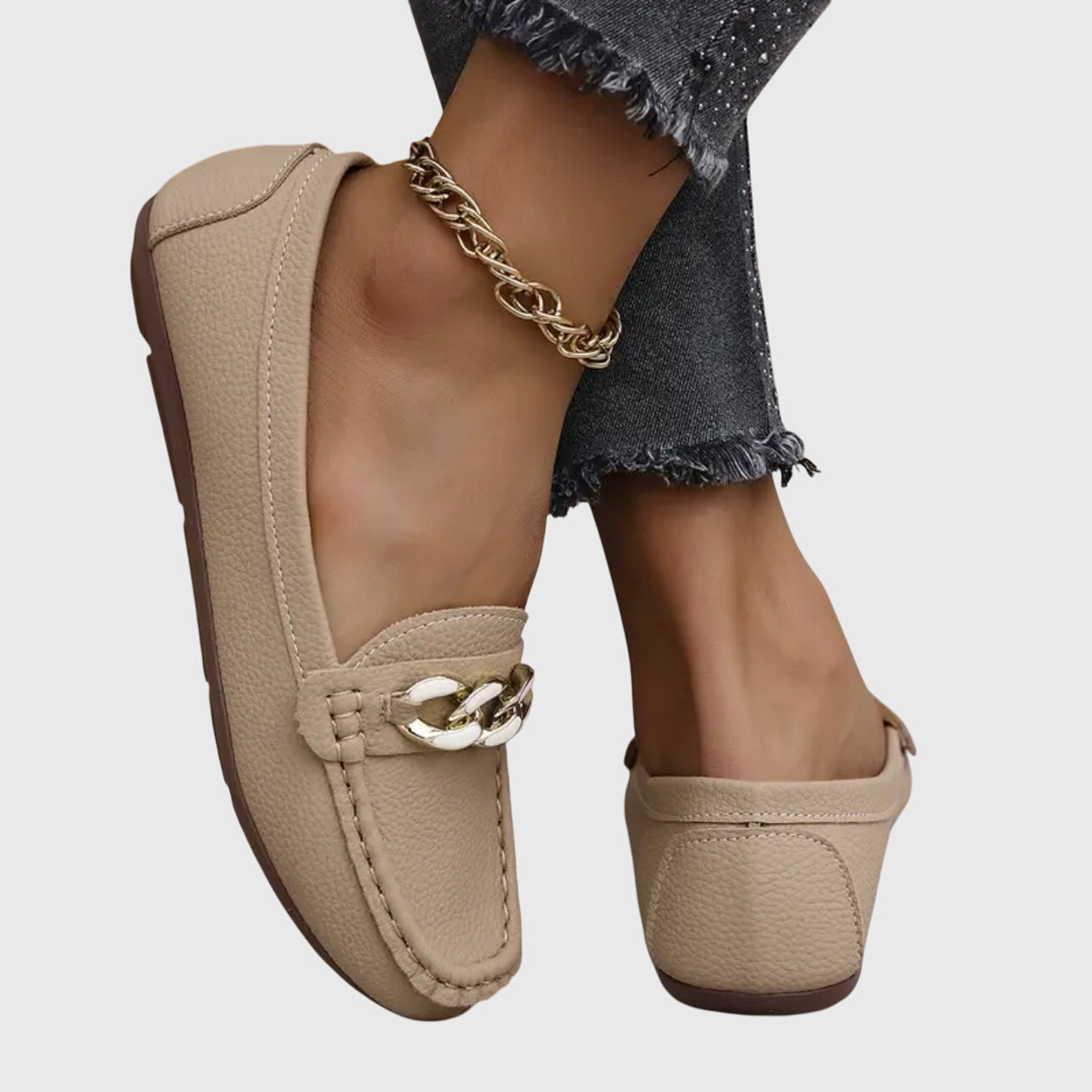 Harlow | Women's Casual Slip-On Loafers with Gold Chain Accent