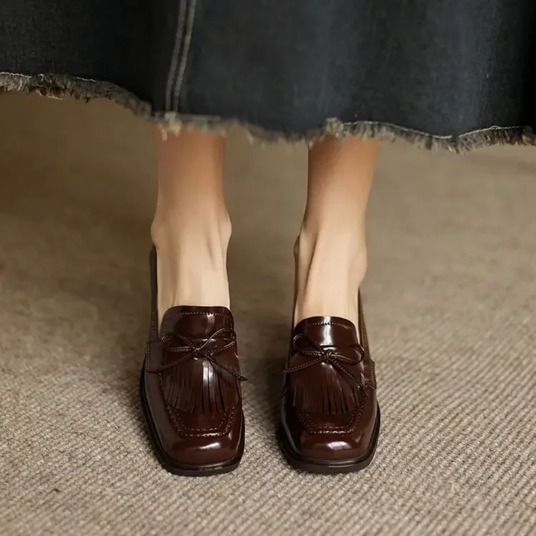 Vivienne | Women's Block Heel Tassel Loafers with Round Toe