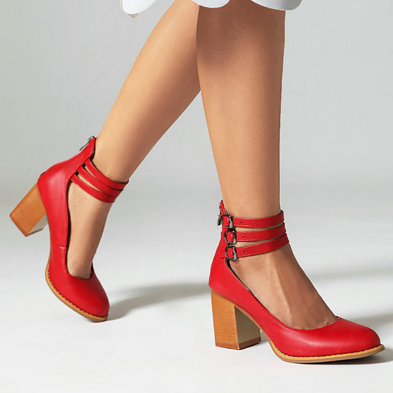 Casilda™ | Sleek Ankle Strap Sandals with Chunky Heel