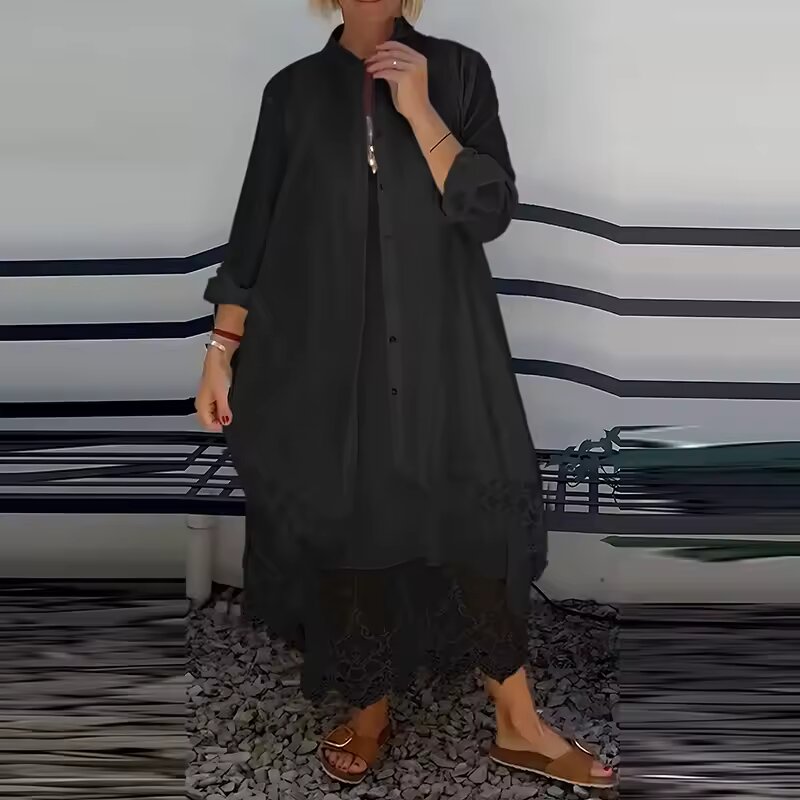 Two-Piece Maxi Dress & Cardigan Set