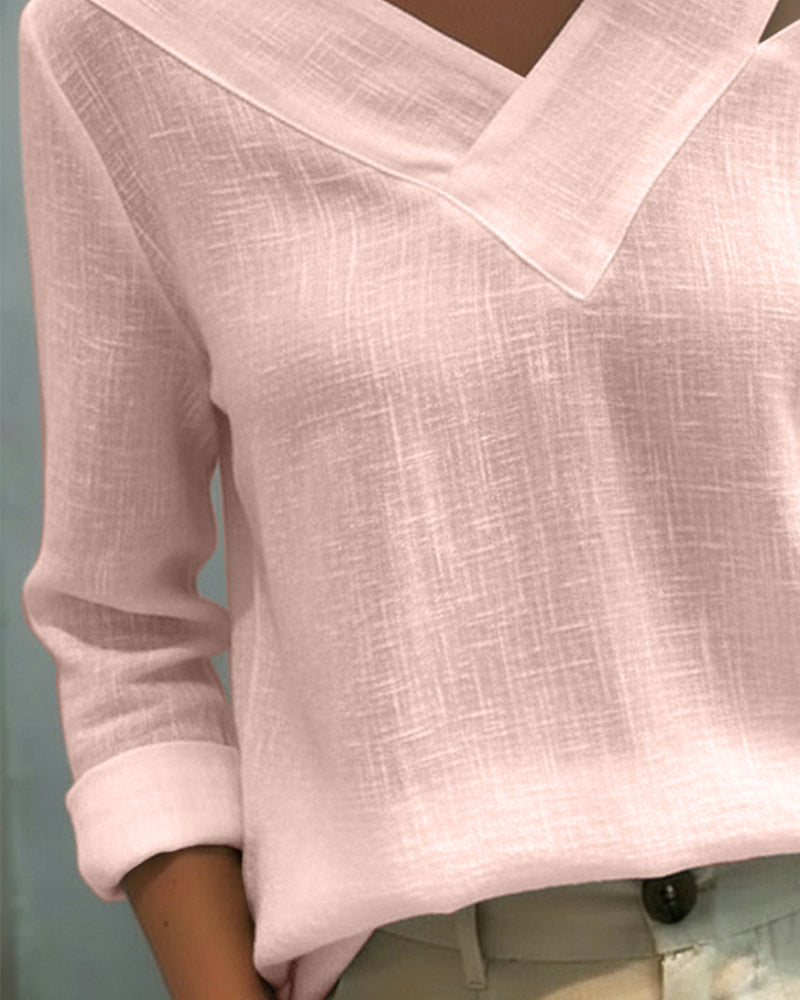 Aria | Women's Long Sleeve Top with Asymmetric V-Neck