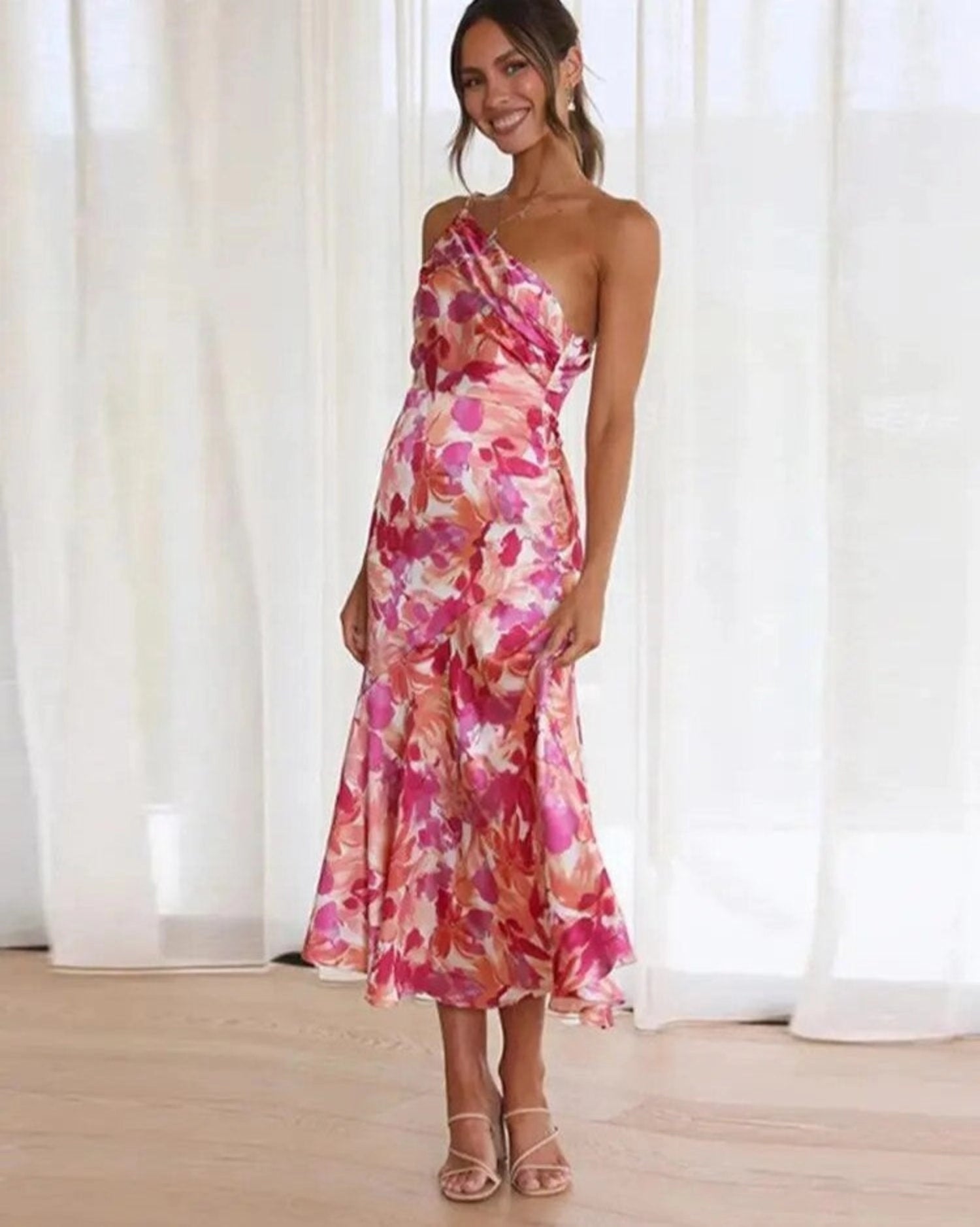 Kathy™ | Women’s Floral Maxi Dress with Asymmetrical Design