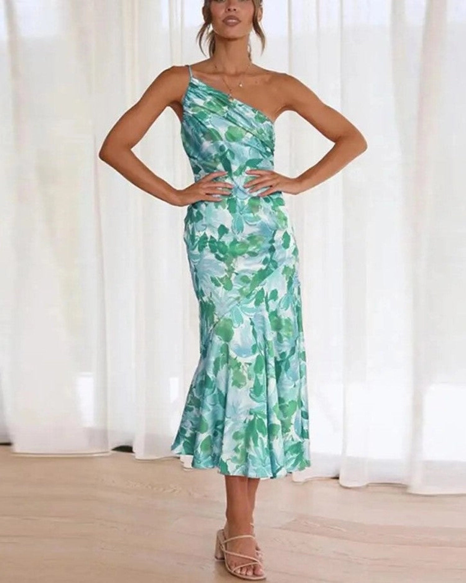 Kathy™ | Women’s Floral Maxi Dress with Asymmetrical Design