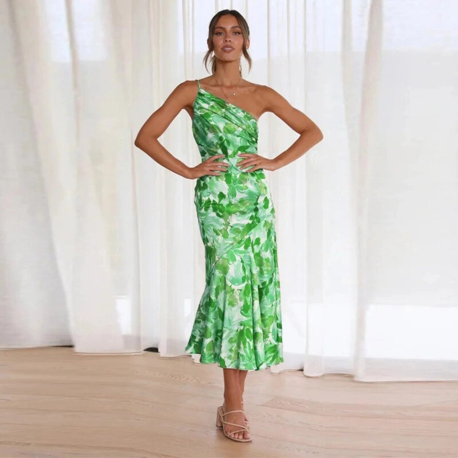 Kathy™ Women's Floral Maxi Dress with Asymmetrical Design