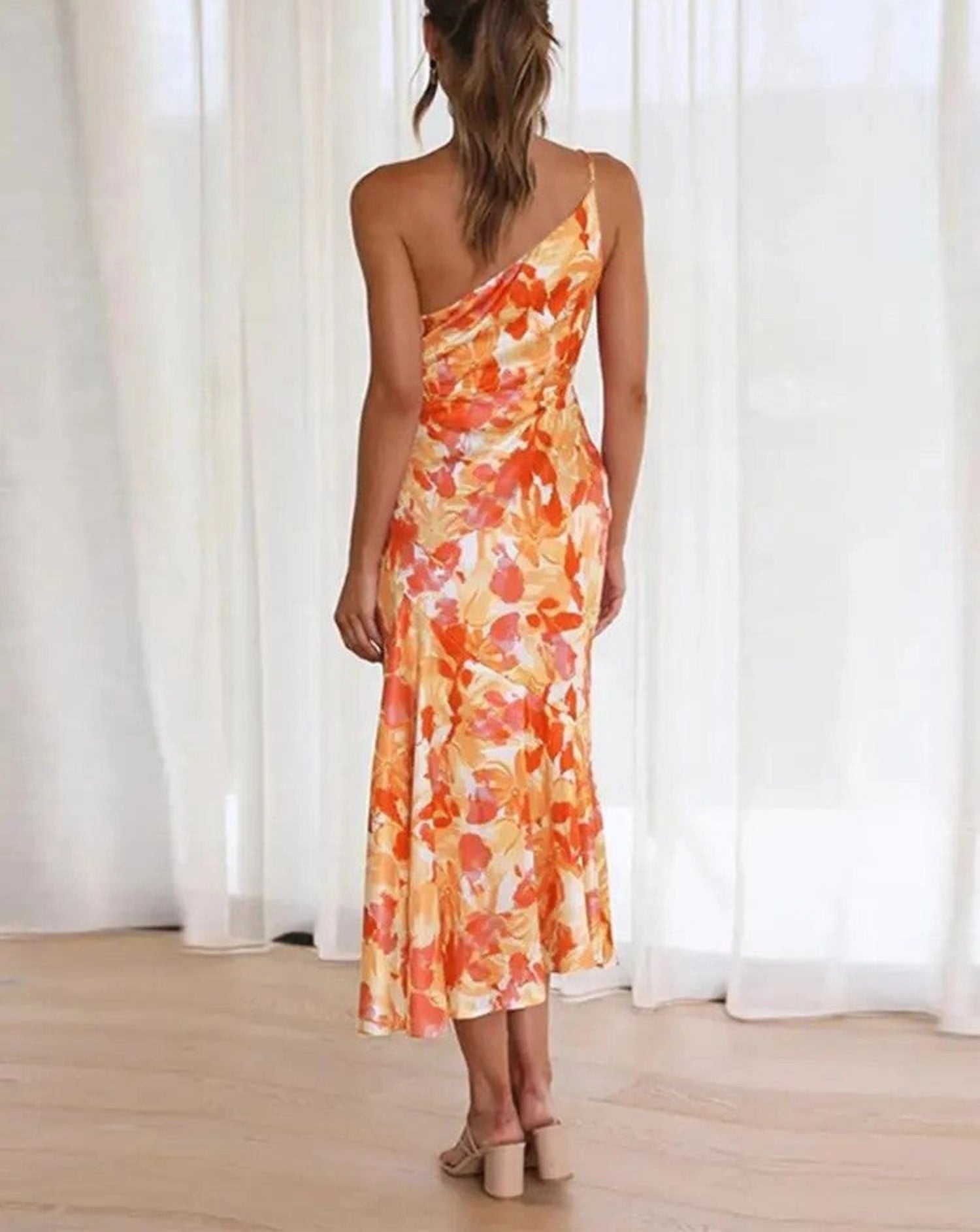 Kathy™ | Women’s Floral Maxi Dress with Asymmetrical Design