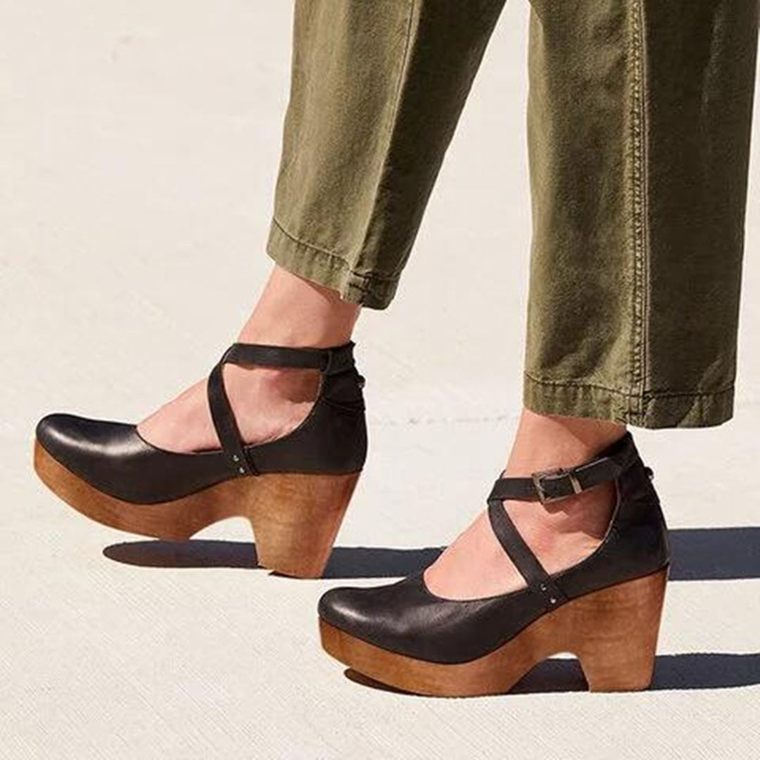 Teresa™ | Chic Closed-Toe Wedge Heels with Stylish Ankle Strap