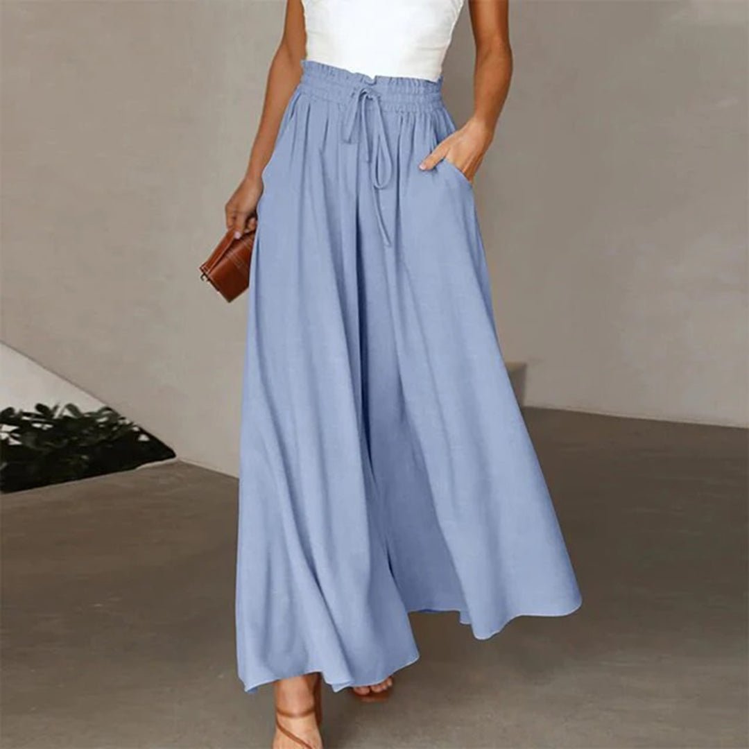 Terra | Women's High-Waisted Wide Leg Pants with Smocked Drawstring