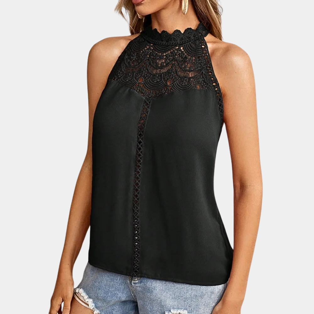 Luna | Women's Lace Halter Neck Sleeveless Top