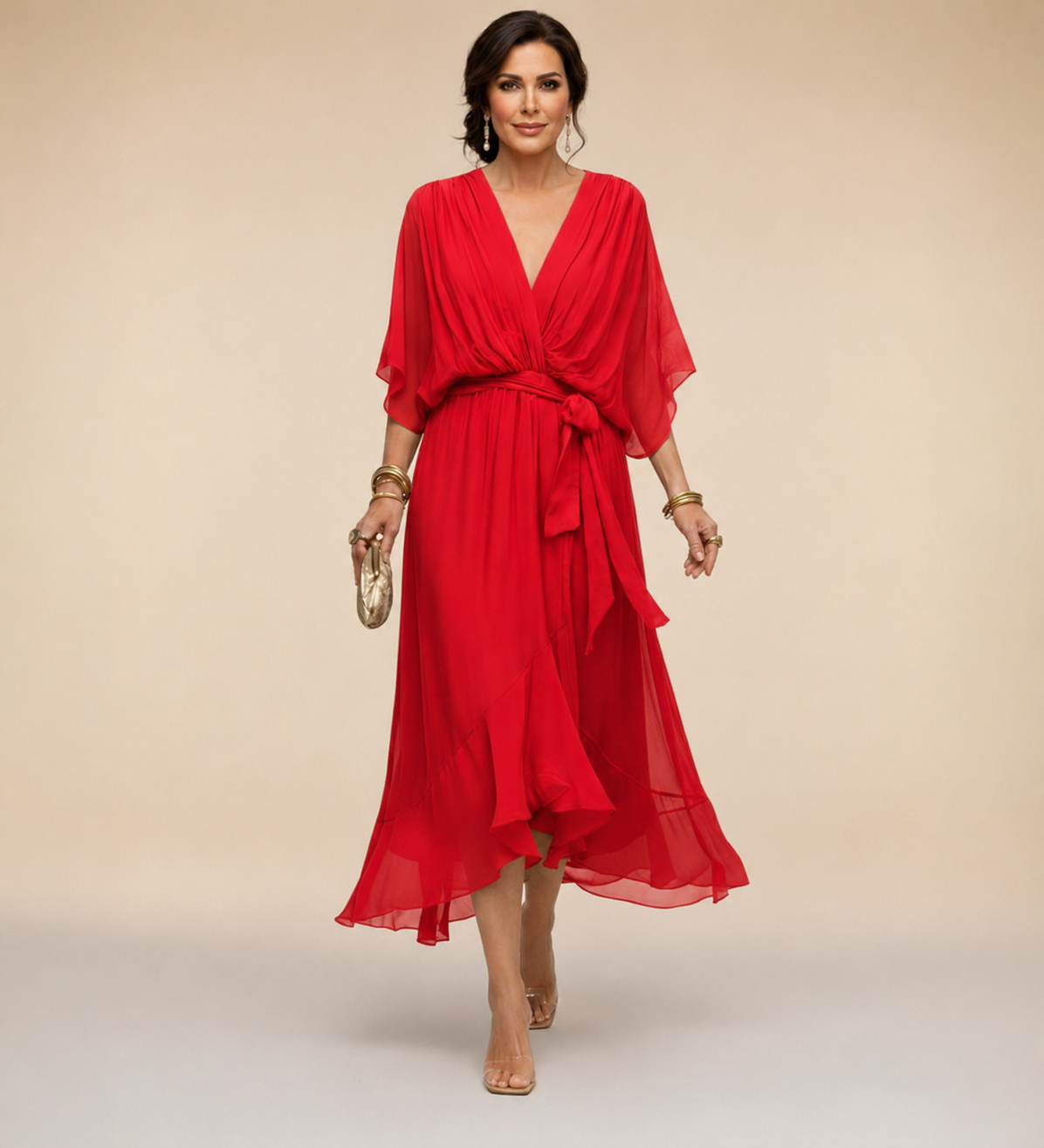Penelope | Women's V-Neck Wrap Midi Dress" can be rewritten as:

"Penelope | Women's Midi Dress with V-Neck Wrap Design