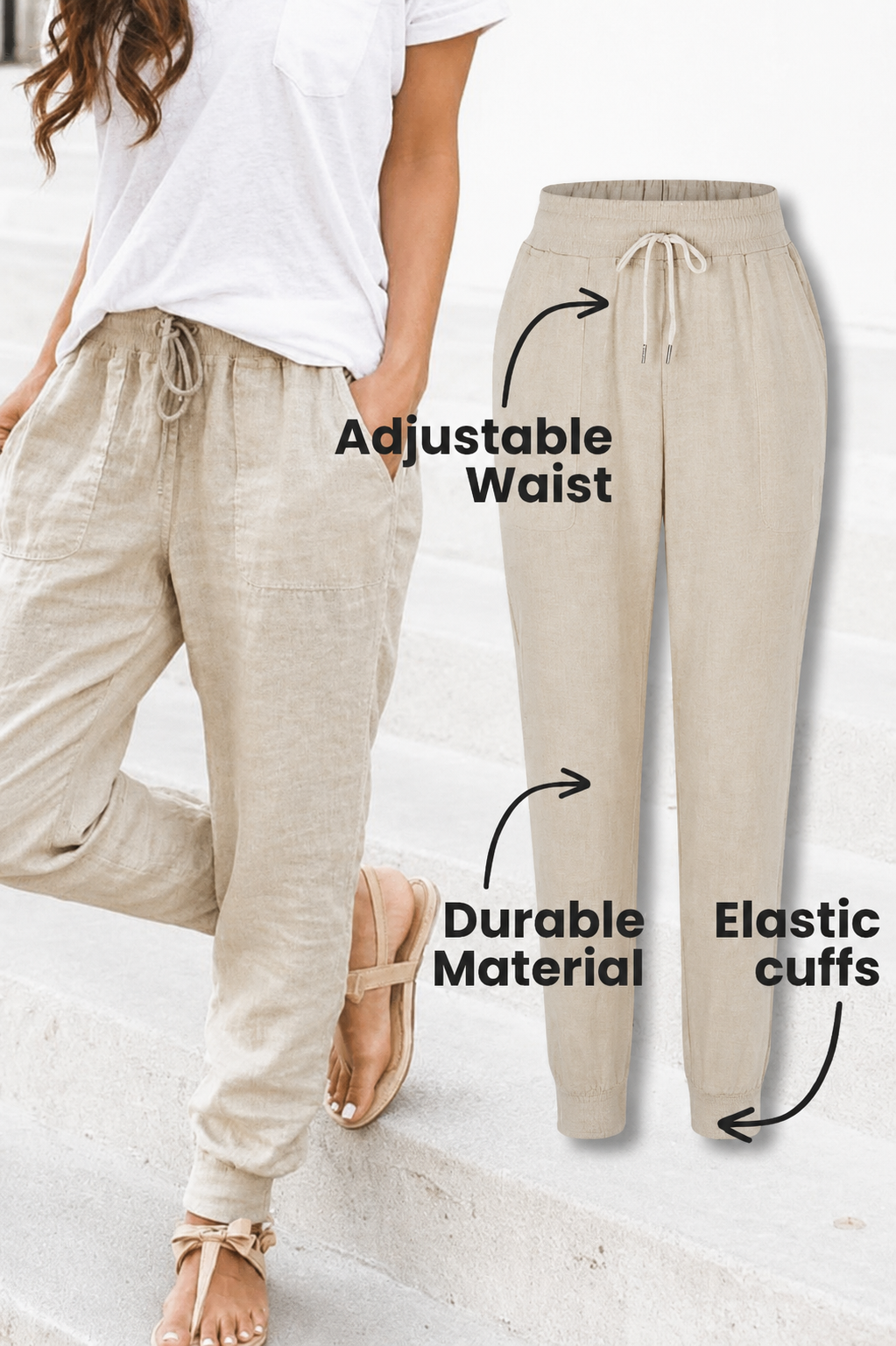 Tara | Women's Jogger Pants with Drawstring and Elastic Ankle Cuffs