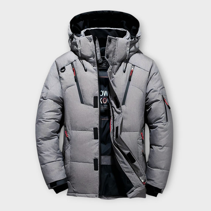 Men’s Winter Parka with Hood and Multi-Pocket Design