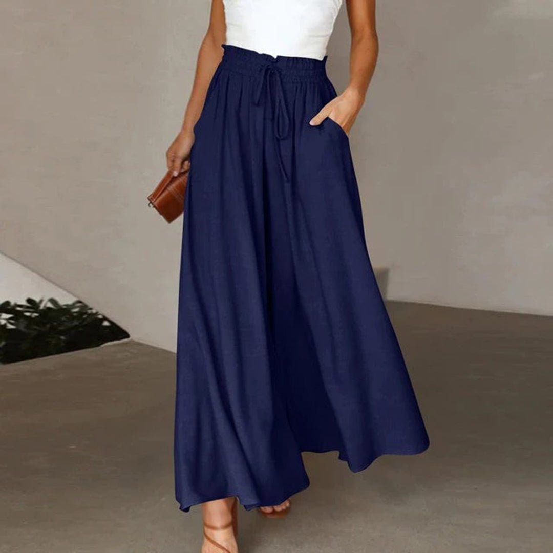 Terra | Women's High-Waisted Wide Leg Pants with Smocked Drawstring