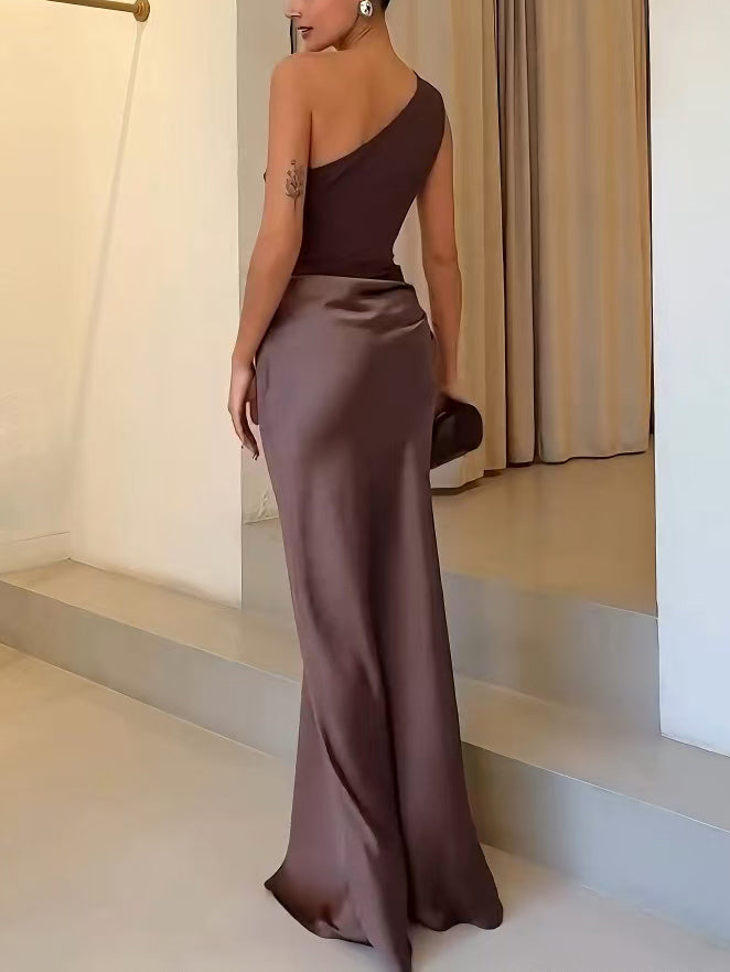 Anita™ | Chic One-Shoulder Pleated Maxi Dress for Elegant Parties