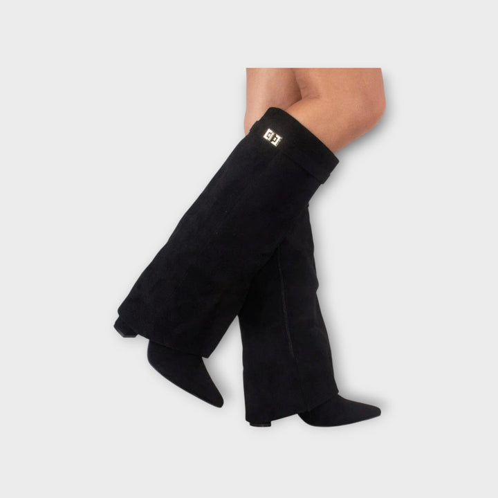 Women’s Suede Boots with Gold Accent