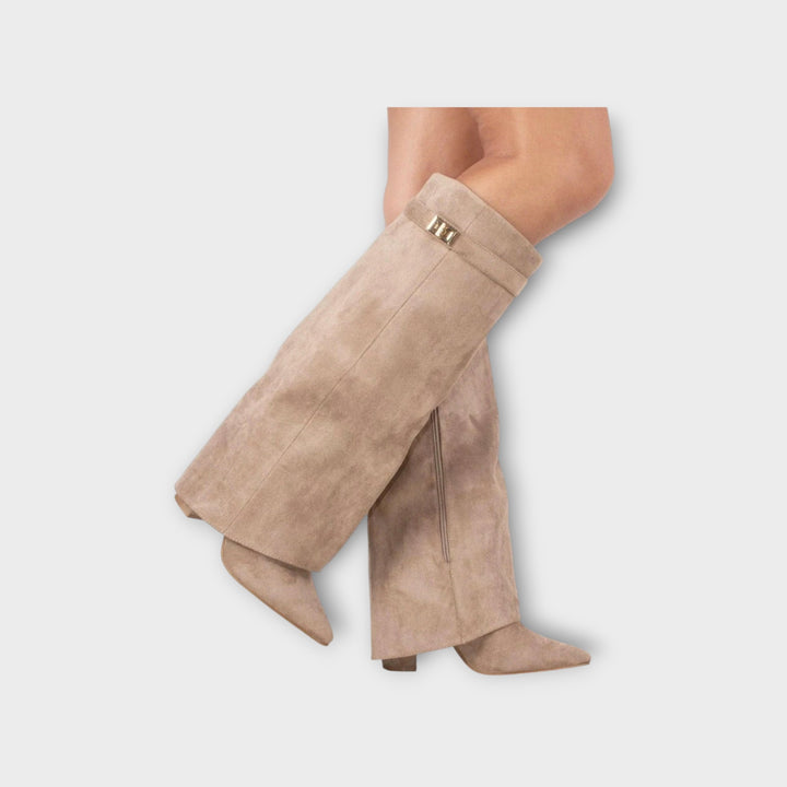 Women’s Suede Boots with Gold Accent