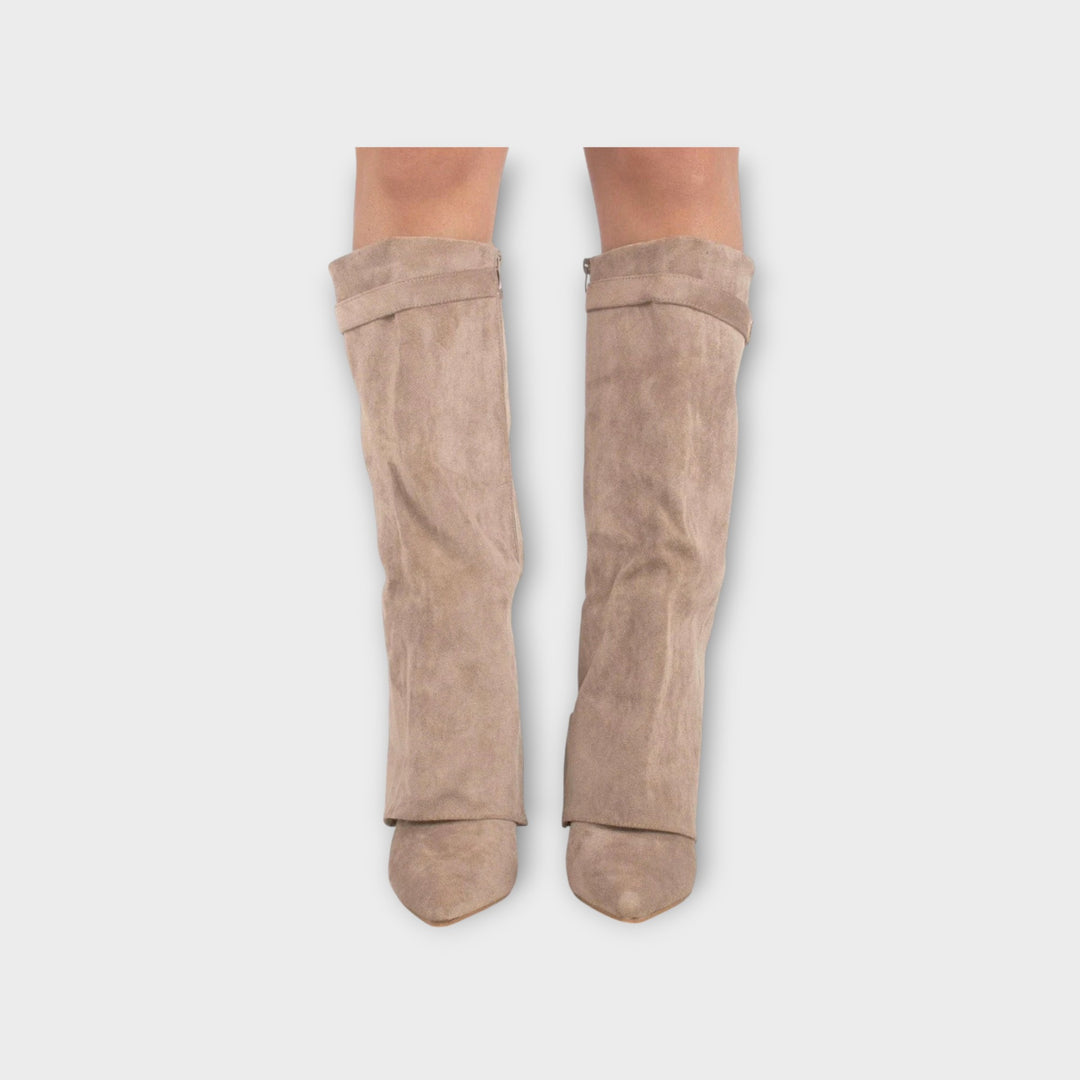 Women’s Suede Boots with Gold Accent