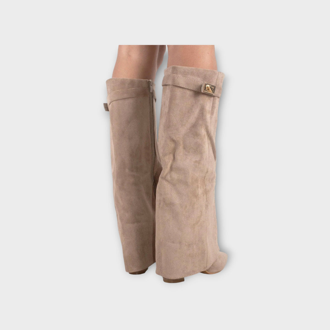 Women’s Suede Boots with Gold Accent