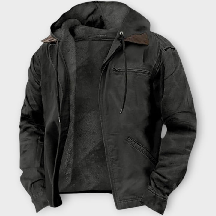 Men’s Relaxed Fit Hooded Jacket with Fleece Lining
