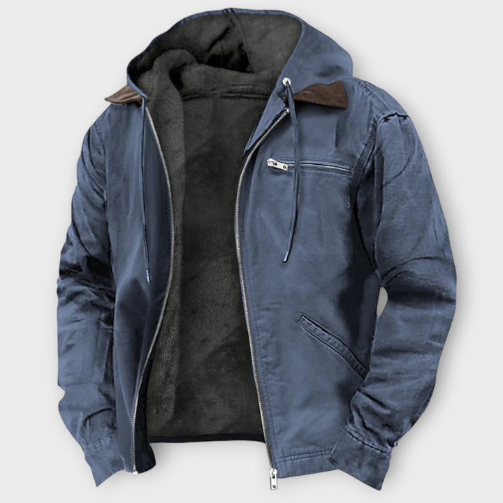 Men’s Relaxed Fit Hooded Jacket with Fleece Lining