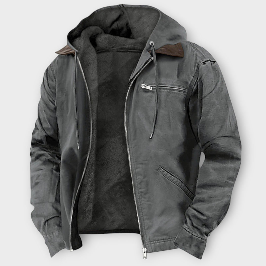 Men’s Relaxed Fit Hooded Jacket with Fleece Lining