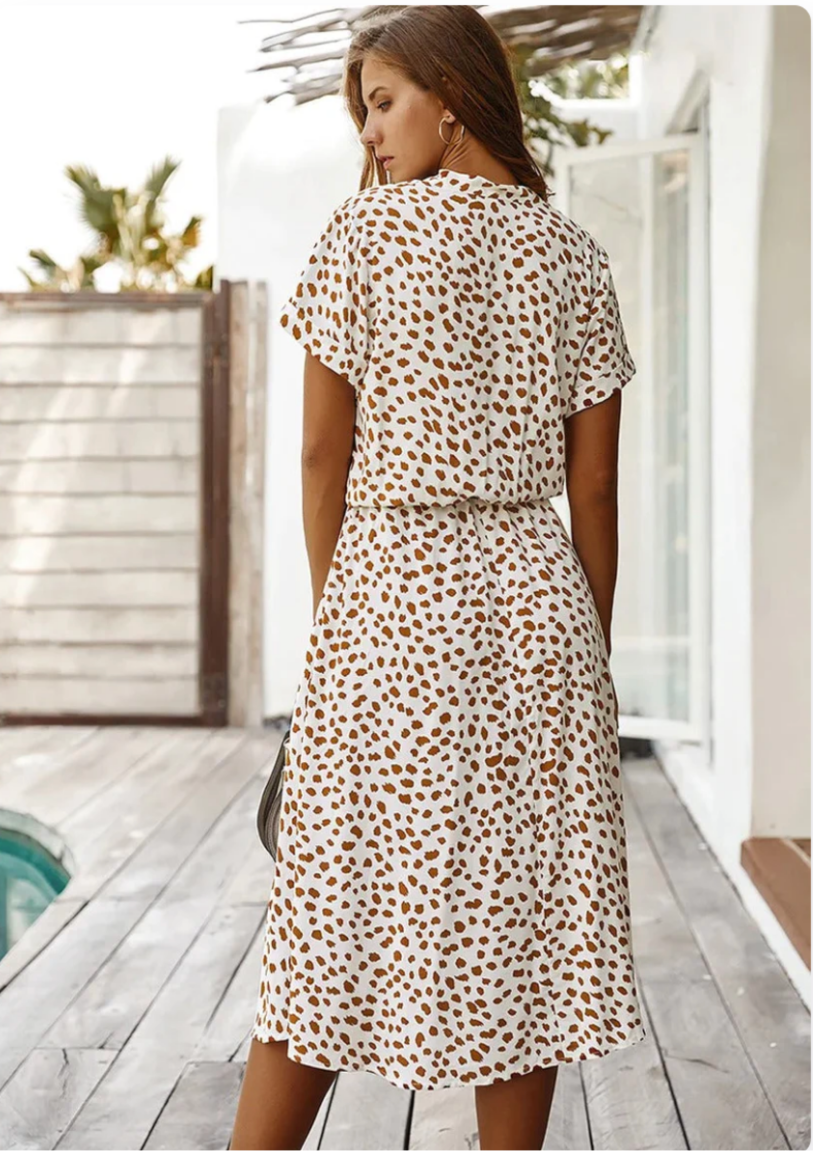 Sienna | Women's Midi Dress with Spotted Print and Button-Down Detail