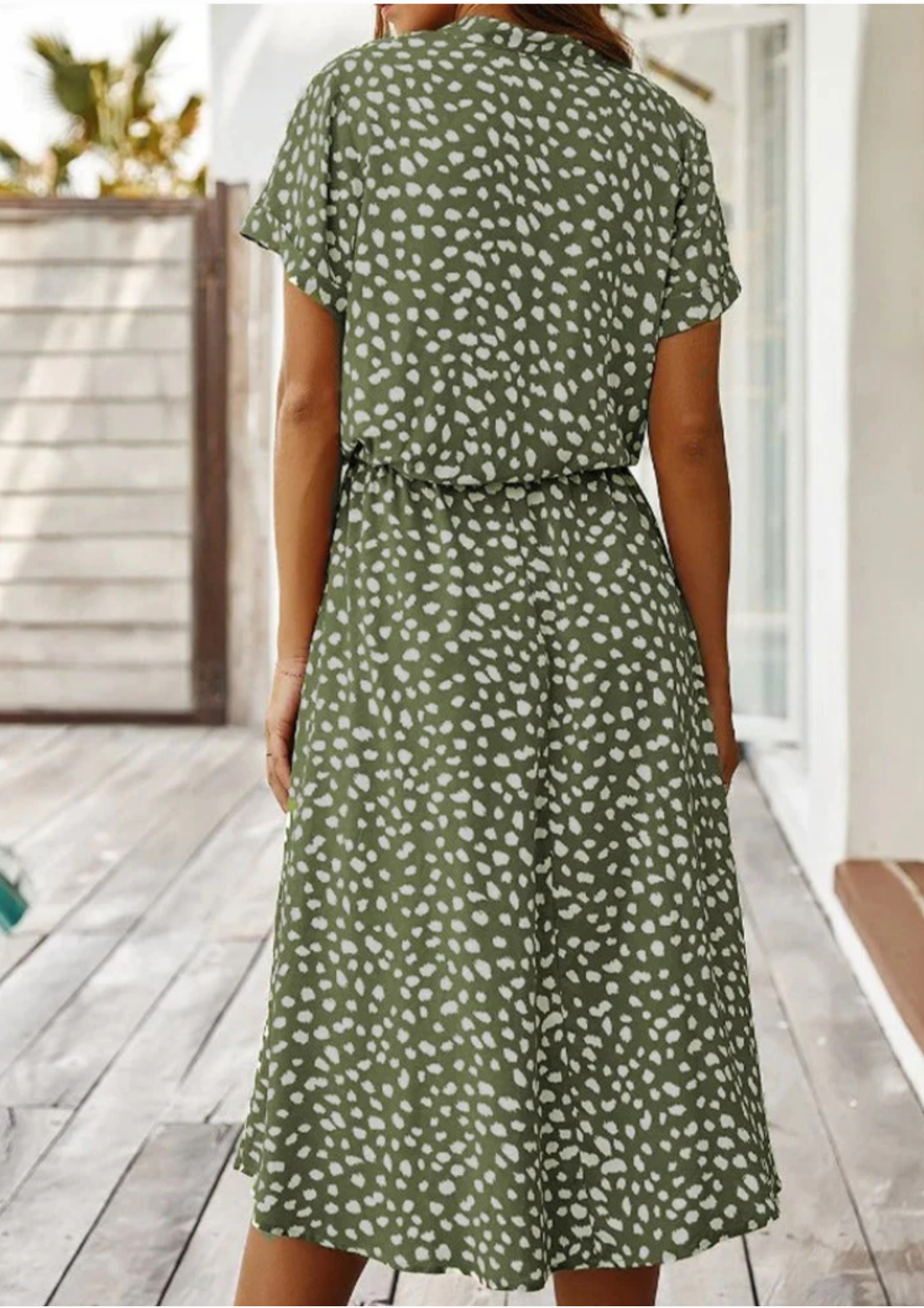 Sienna | Women's Midi Dress with Spotted Print and Button-Down Detail
