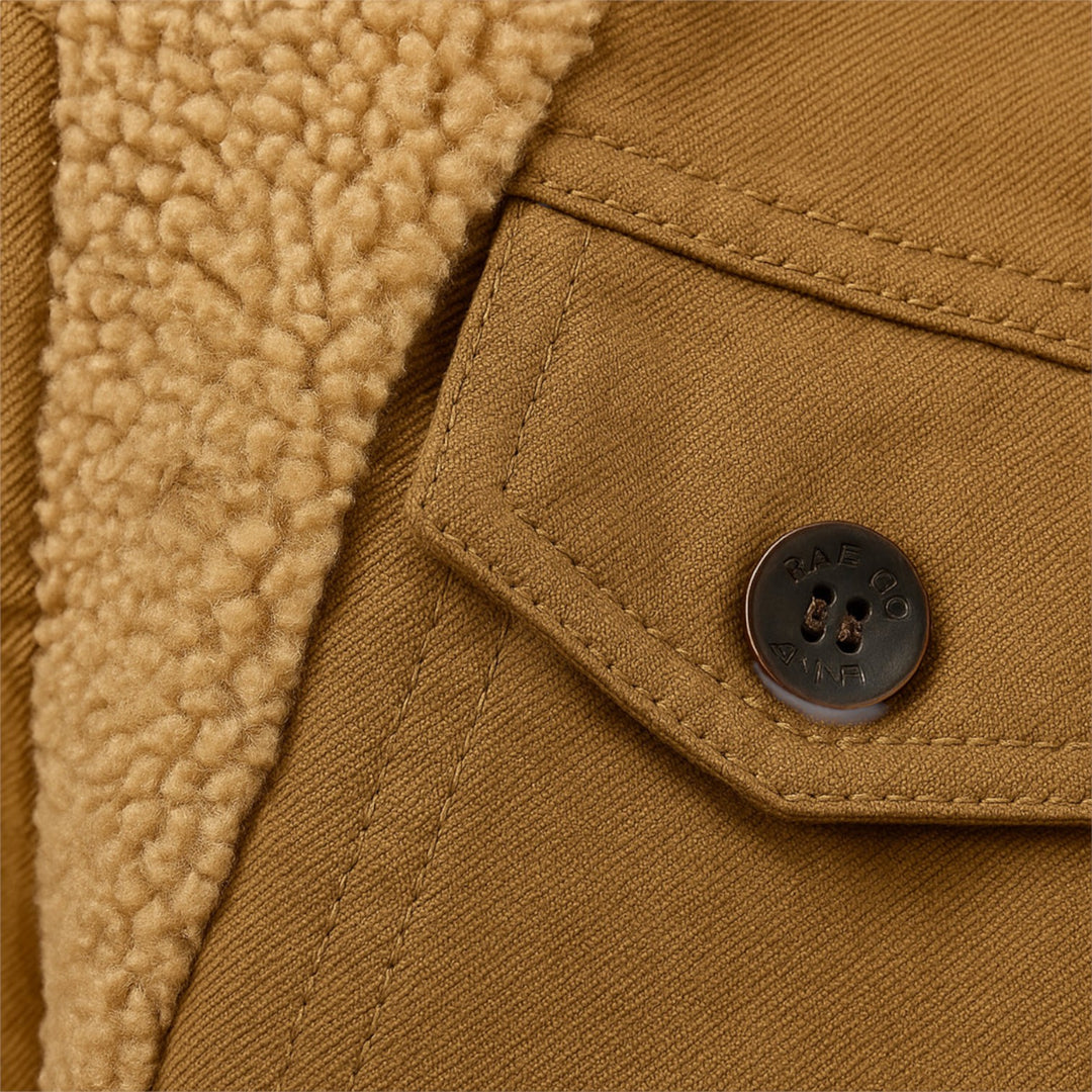 Men’s Fleece-Lined Winter Coat with Button Closure and Pockets