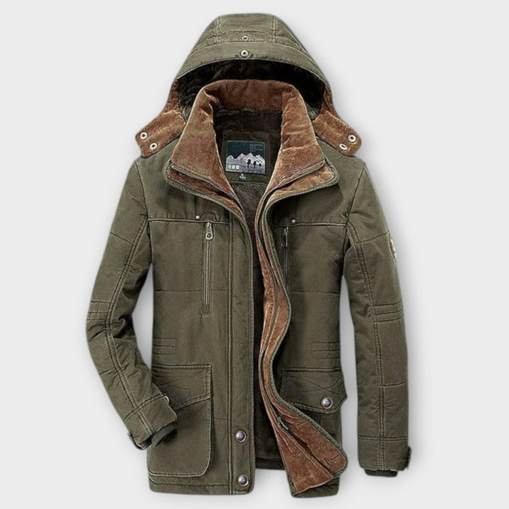 Men’s Hooded Insulated Winter Jacket with Detachable Hood