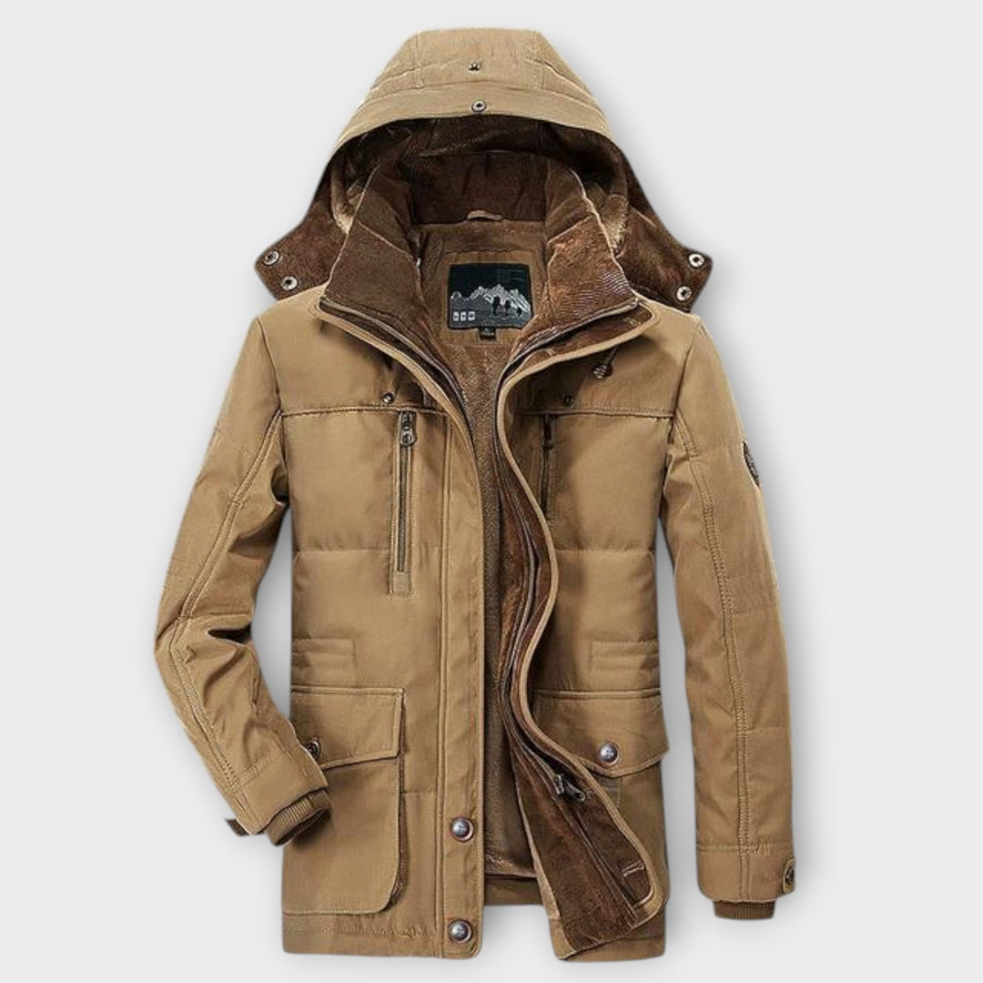 Men’s Hooded Insulated Winter Jacket with Detachable Hood