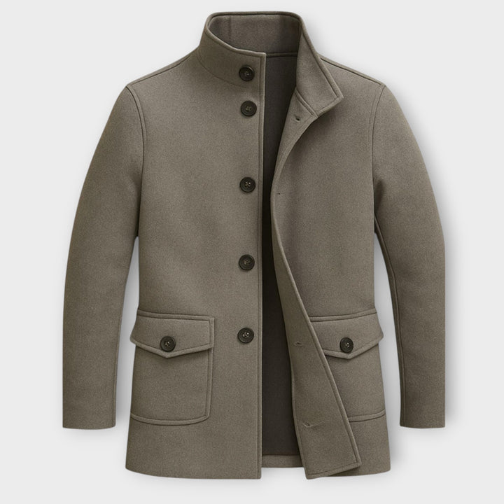 Men’s Tailored Winter Overcoat with Button Closure