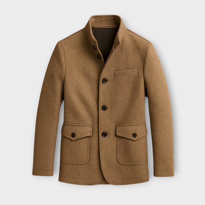 Men’s Tailored Winter Overcoat with Button Closure