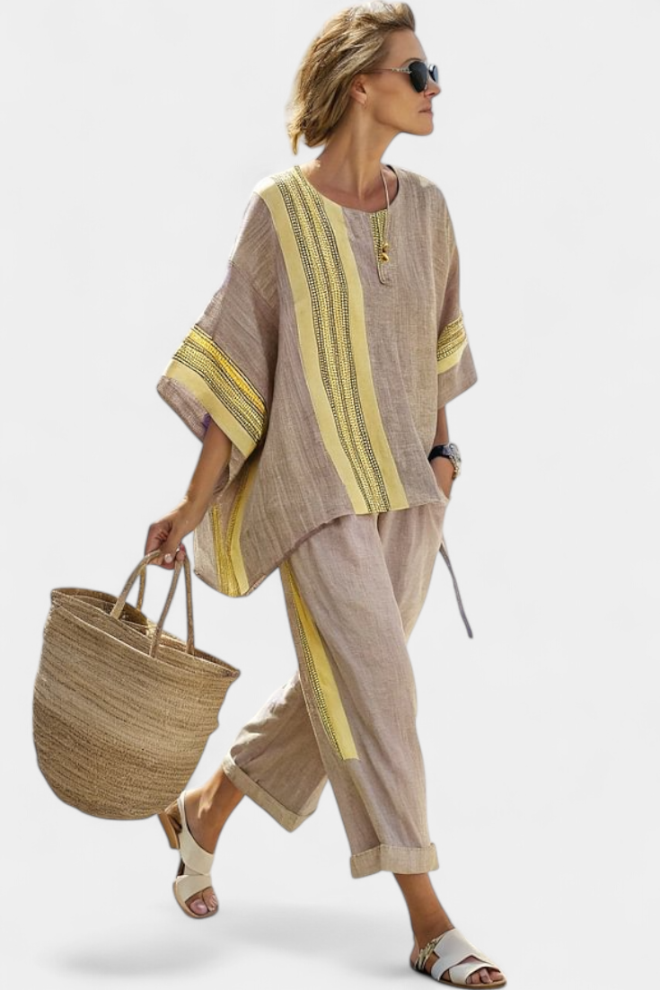 Via | Women's Oversized Top & Tapered Pants Two-Piece Set