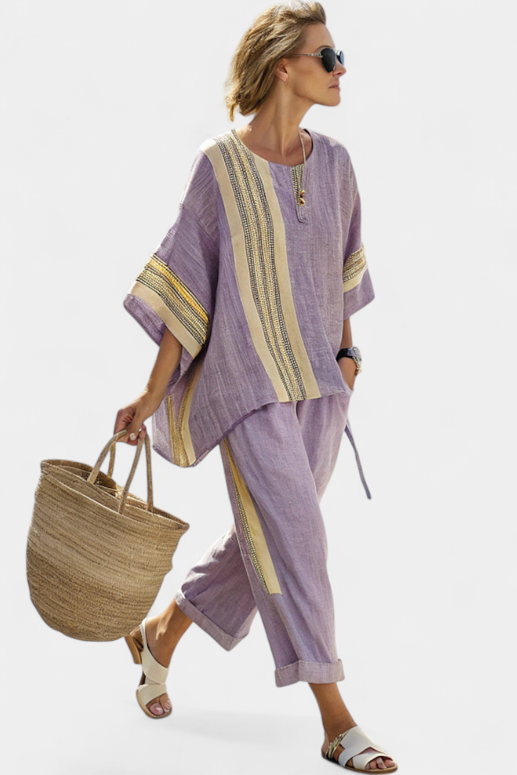 Via | Women's Oversized Top & Tapered Pants Two-Piece Set