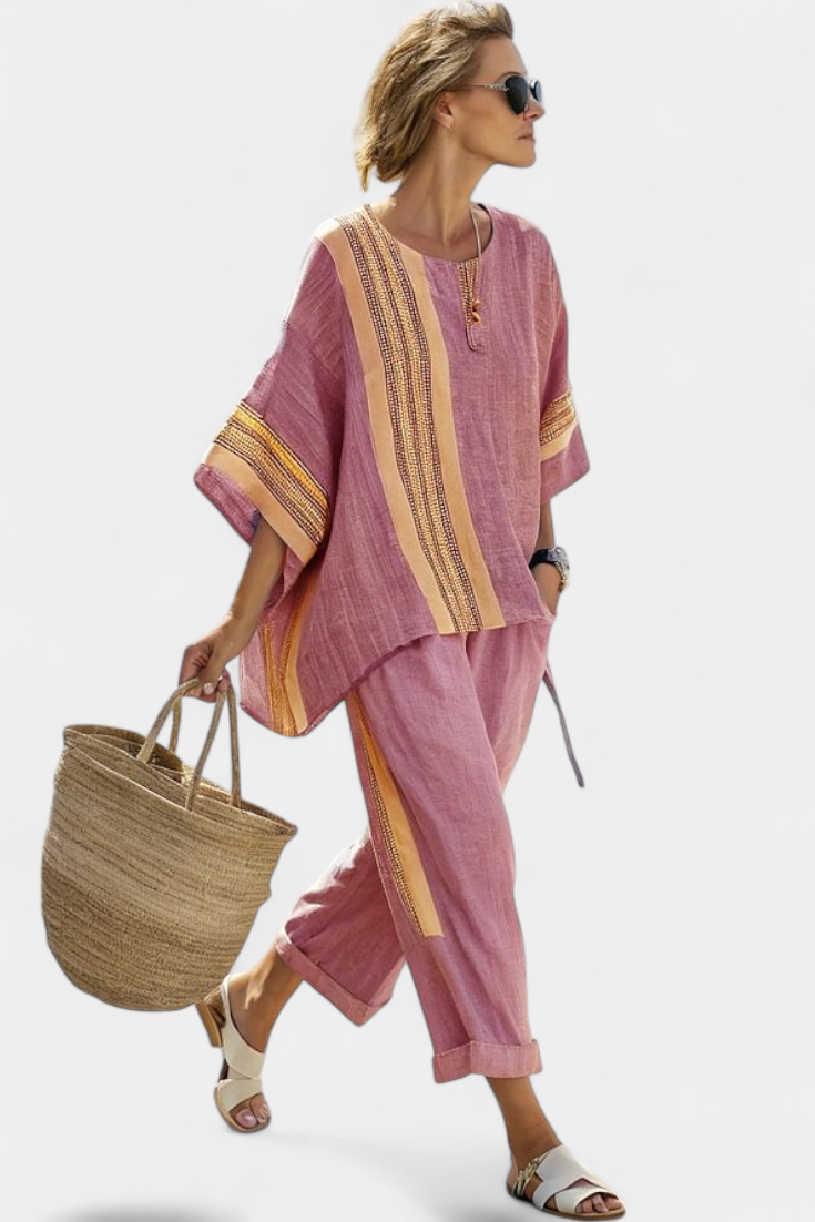 Via | Women's Oversized Top & Tapered Pants Two-Piece Set