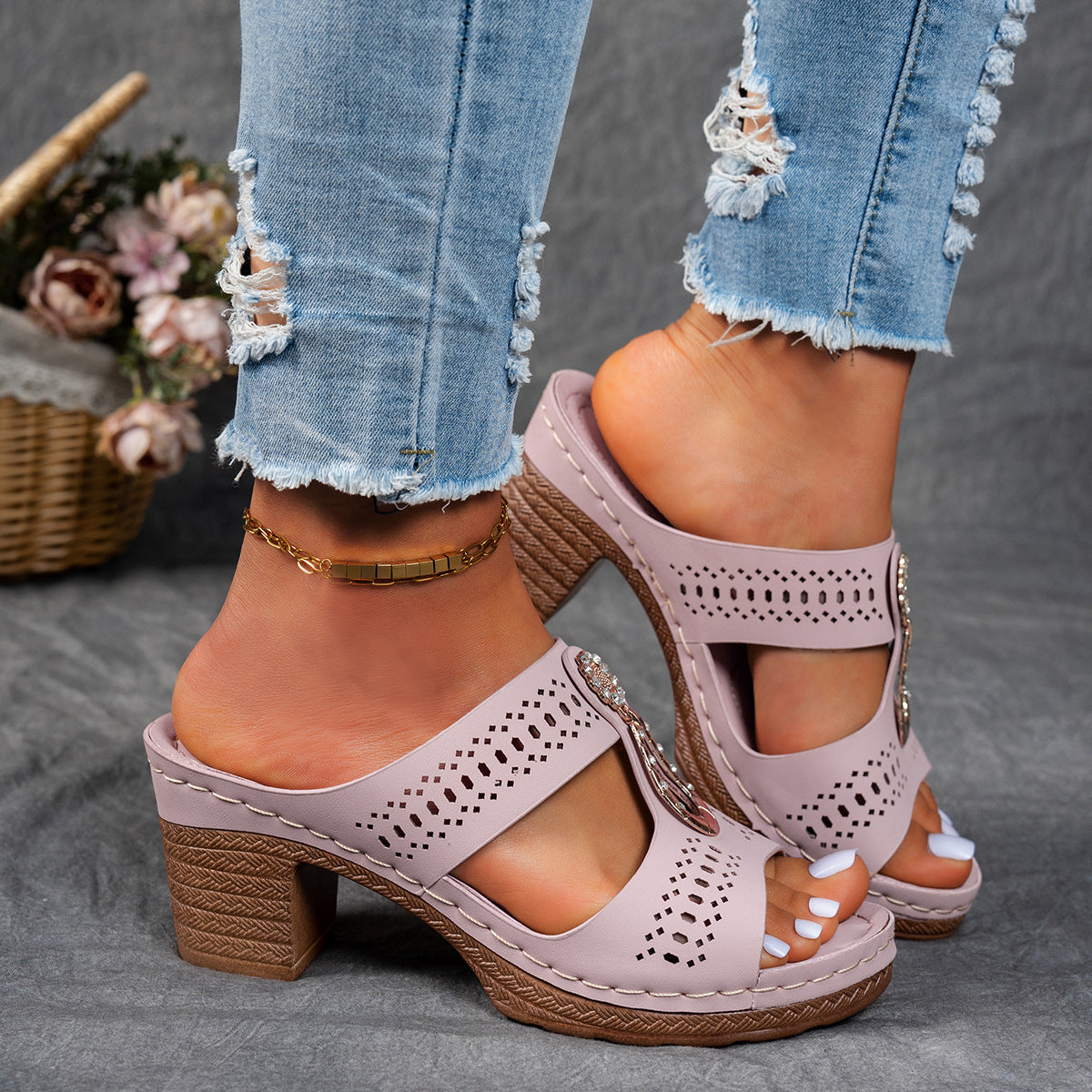 Finley | Women's Rhinestone-Embellished Orthopedic Flat Sandals
