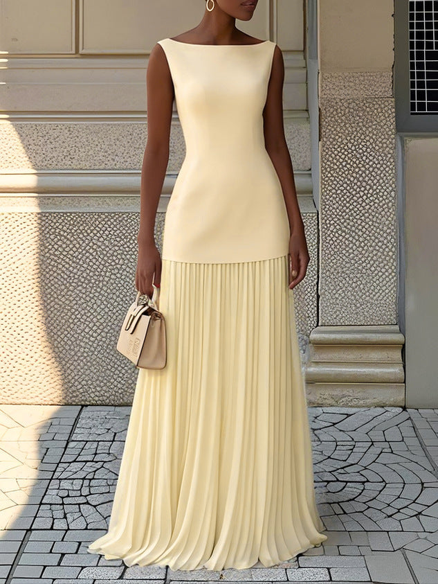 Eliza™ | Sleeveless Maxi Dress with Pleated Design
