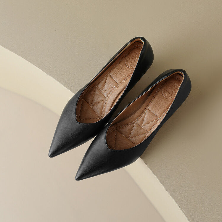 Camille | Women's Slip-On Pointed Toe Pumps with Low Kitten Heel