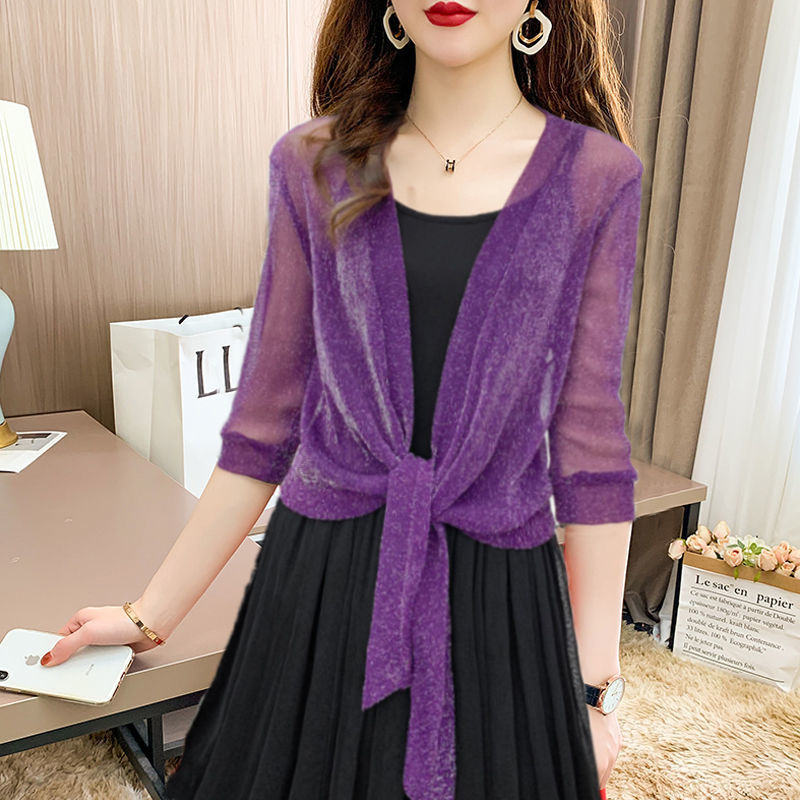 Brisa | Women's Sheer Tie-Front Blouse with Open Front and 3/4 Sleeves