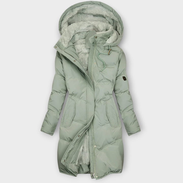 Women’s Long Quilted Hooded Coat for Winter Wear