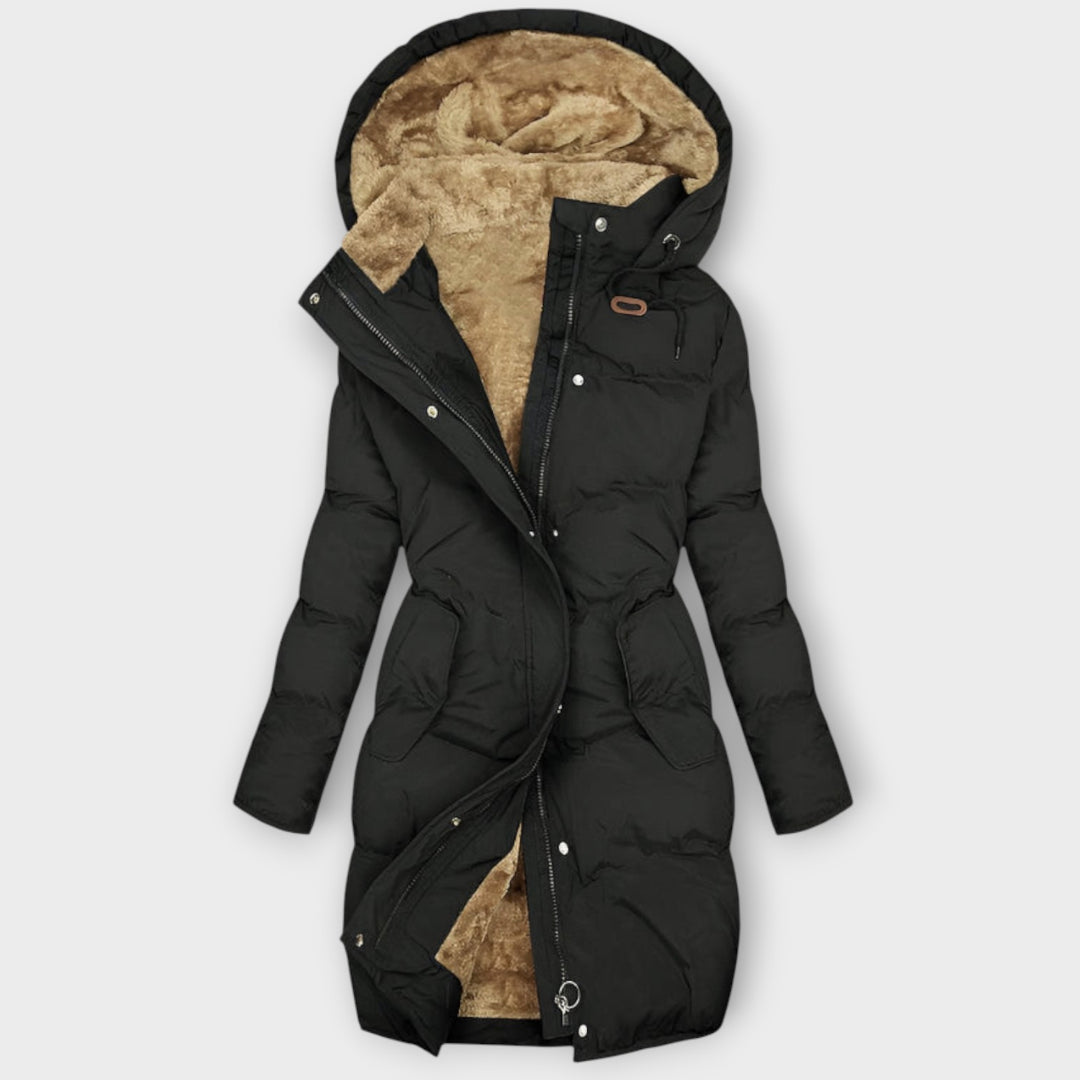 Women’s Long Quilted Hooded Coat for Winter Wear