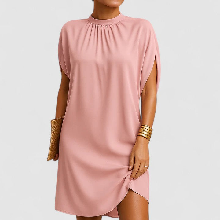 Rosie | Women's Midi Dress with Mock Neck and Batwing Split Sleeves